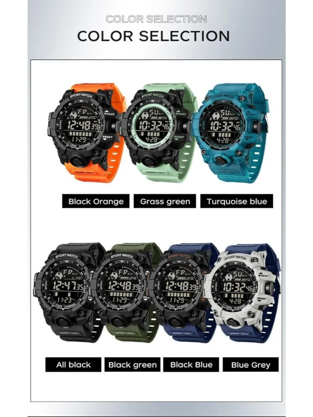 Men's Sky Blue Analog Quartz Electronic Military Multifunction LED Digital Watch